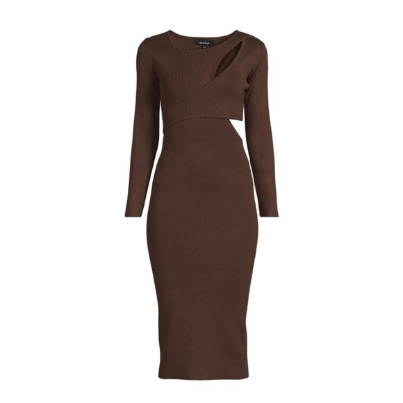 NWT LEA & VIOLA CUTOUT MIDI SWEATER DRESS SIZE L - Picture 3 of 3